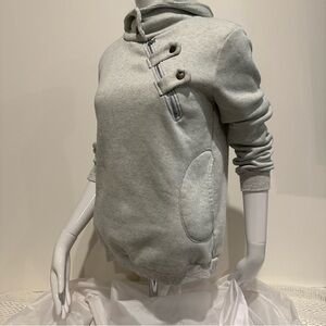Gray hoodie with front snaps zipper pull over hoodie. Size Small.